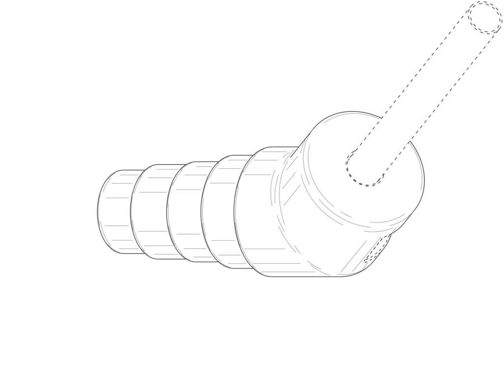 wireframe sketch of shape of Thruster plungers head